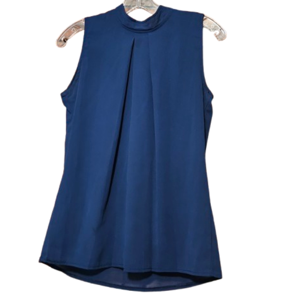 Blue Sleeveless Women's Dress Tank Top, Medium